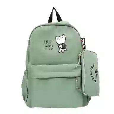 尼格尔 新款学生可爱卡通时尚字母大容量旅行优质面料书包背包双肩包 女款 多色