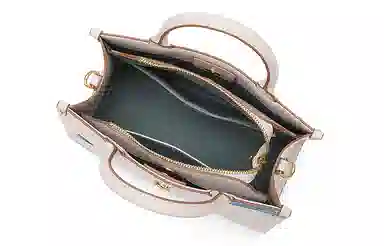 宫选 荷花系列 新潮古风复古香风 简约玉佩挂件 荷花莲花刺绣 山水庭院 牛皮 单肩斜挎手提包 小号 女款 荷塘月色