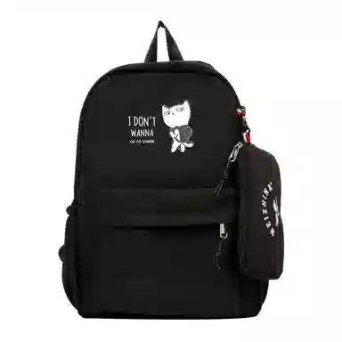 尼格尔 新款学生可爱卡通时尚字母大容量旅行优质面料书包背包双肩包 女款 多色