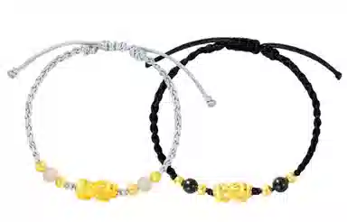 琦珂 足银新中式手绳国潮宫廷风貔貅款 黑曜石 手链 男女同款情侣款