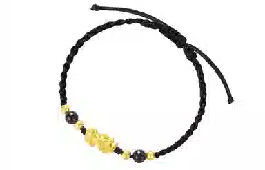 琦珂 足银新中式手绳国潮宫廷风貔貅款 黑曜石 手链 男女同款情侣款