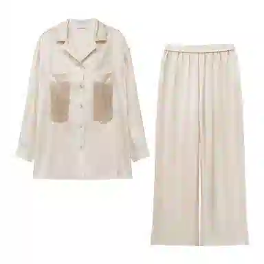 桑罗 真丝睡衣家居套装流苏设计休闲 翻领 可外穿派对家居服 女款