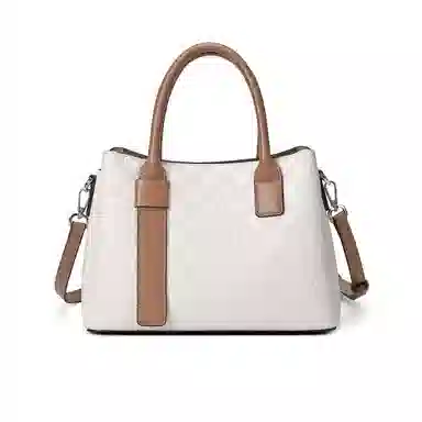 稻草人 时髦棋盘格纹理大容量撞色 聚氨酯 通勤包单肩斜挎手提包 常规 女款 奶茶色/米白