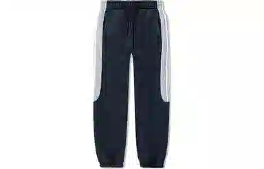 中国李宁 重燃系列  抽绳束口撞色休闲针织运动裤 男女同款 黑色