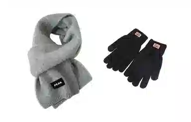 匹克 秋冬季新款韩版保暖加厚针织纯色 绒线围巾 男女同款情侣款 两件套