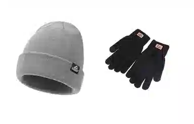 匹克 秋冬季加厚保暖 帽子手套两件套 针织帽 绒线帽 男女同款情侣款 黑色灰色