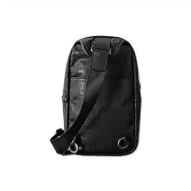 后步 小众设计感原创简约通勤时尚潮牌运动日常休闲出行 真皮头层植鞣牛皮 斜挎包背包胸包 常规 男女同款情侣款 黑色