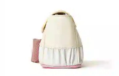 音魅 合成革玩趣蛋糕包元气少女斜挎包小众褶皱单肩包手机包 小号 女款 蓝色/米白