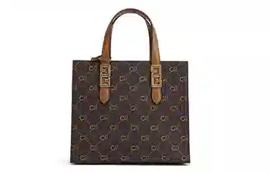 COOGI Logo Strap Shoulder Bag Medium Ivory Brown