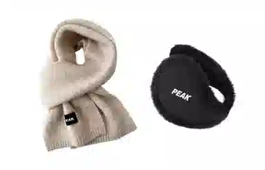 匹克 冬季保暖套装流苏千鸟格 绒线围巾 男女同款情侣款