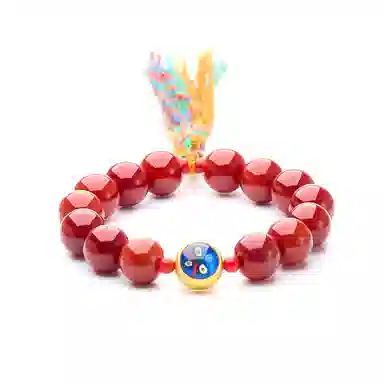 琳琯瑛 新中式国风气质轻奢小众设计吉祥五路财神眼彩绳 玛瑙 玉石手串 男女同款情侣款