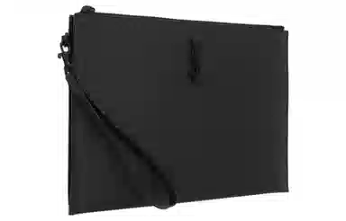 Saint Laurent Zip Grain Leather Clutch Black