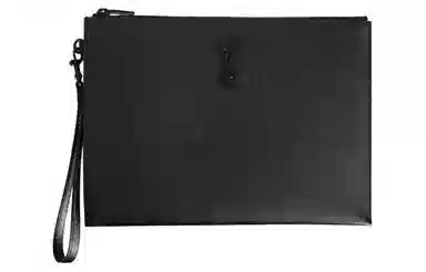 Saint Laurent Zip Grain Leather Clutch Black