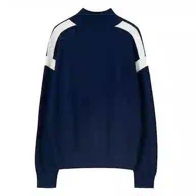 SOON FLOWER Stand Collar Zip Colorblock Pullover Sweater