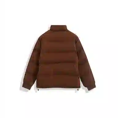 我是大卫 纯色简约立领保暖加厚休闲面包棉服 男女同款 棕色