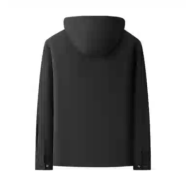 美力城 通勤长袖连帽纯色简约百搭落肩宽松拉链保暖休闲夹克外套 男款