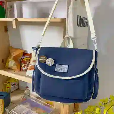 尼格尔 学生斜挎包女生单肩包韩版尼龙初中高中上课补习书包百搭包包 多色