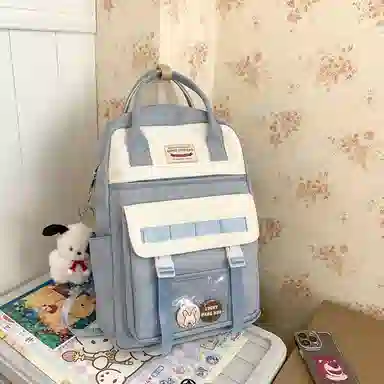 尼格尔大容量双肩包女高中生尼龙电脑旅行背包初中生书包女大学生韩版高颜值 多色