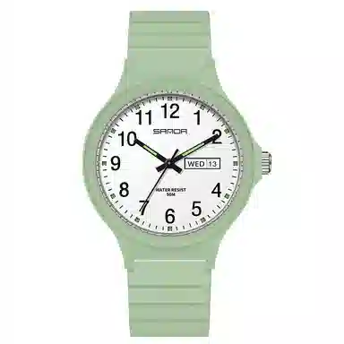 三达国表双日历电子石英机芯表户外防水简约男女学生情侣腕表男女同款 黑色表盘