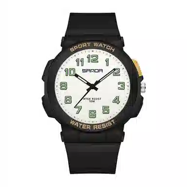 三达石英机芯户外简约男女学生同款夜光防水手表国表男女同款白色表盘