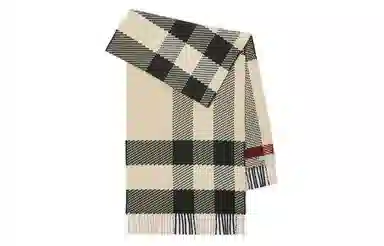 Burberry Fringed Check Wool Scarf