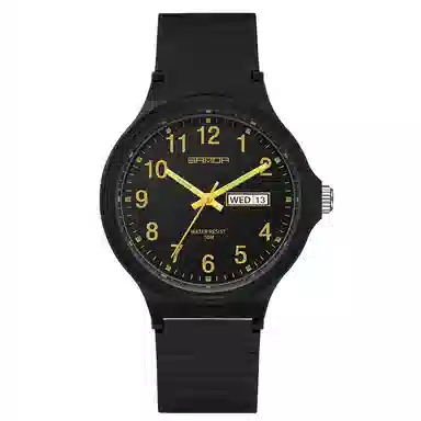 三达国表双日历电子石英机芯表户外防水简约男女学生情侣腕表男女同款 黑色表盘