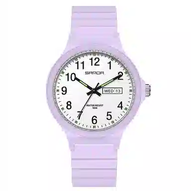 三达国表双日历电子石英机芯表户外防水简约男女学生情侣腕表男女同款 黑色表盘