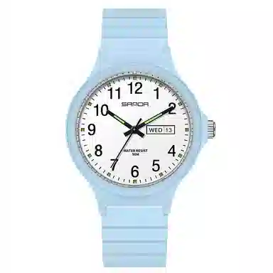 三达国表双日历电子石英机芯表户外防水简约男女学生情侣腕表男女同款 黑色表盘