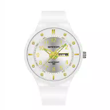 三达学生简约休闲潮流手表双历夜光防水石英机芯黑色表盘男表国表