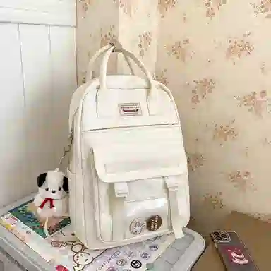 尼格尔大容量双肩包女高中生尼龙电脑旅行背包初中生书包女大学生韩版高颜值 多色