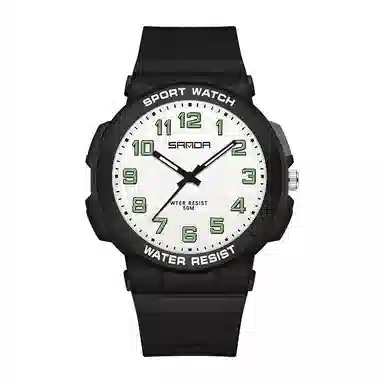 三达石英机芯户外简约男女学生同款夜光防水手表国表男女同款白色表盘