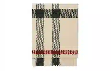 Burberry Fringed Check Wool Scarf