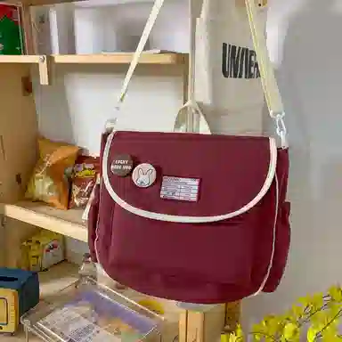 尼格尔 学生斜挎包女生单肩包韩版尼龙初中高中上课补习书包百搭包包 多色