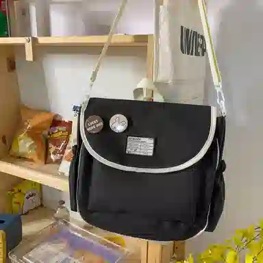 尼格尔 学生斜挎包女生单肩包韩版尼龙初中高中上课补习书包百搭包包 多色