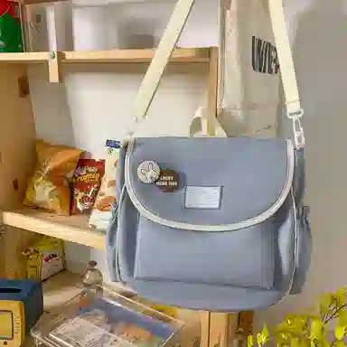 尼格尔 学生斜挎包女生单肩包韩版尼龙初中高中上课补习书包百搭包包 多色