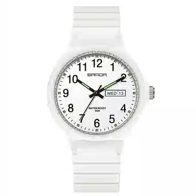 三达国表双日历电子石英机芯表户外防水简约男女学生情侣腕表男女同款 黑色表盘