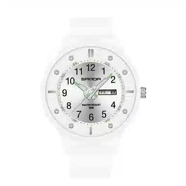 三达学生简约休闲潮流手表双历夜光防水石英机芯黑色表盘男表国表