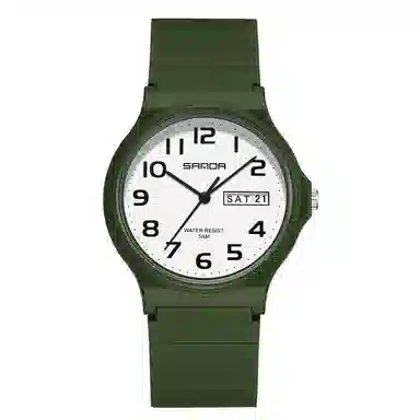 三达国表双日历电子石英机芯表户外防水简约男女学生情侣腕表男女同款 黑色表盘