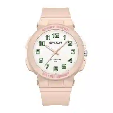 三达石英机芯户外简约男女学生同款夜光防水手表国表男女同款白色表盘