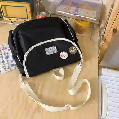 尼格尔 学生斜挎包女生单肩包韩版尼龙初中高中上课补习书包百搭包包 多色