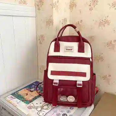 尼格尔大容量双肩包女高中生尼龙电脑旅行背包初中生书包女大学生韩版高颜值 多色