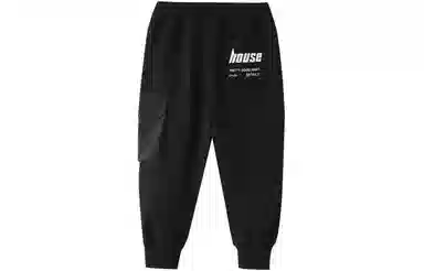 恒源祥 字母印花加绒加厚松紧腰束脚休闲裤 儿童款 黑色