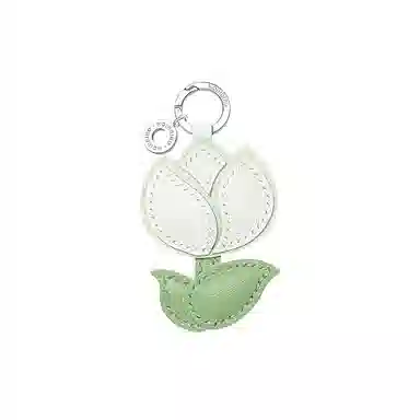 后鸟 包包挂件吊饰汽车挂件饰品郁金香小花花朵可爱 手工小羊皮真皮 钥匙扣 男女同款情侣款 粉色白色绿色