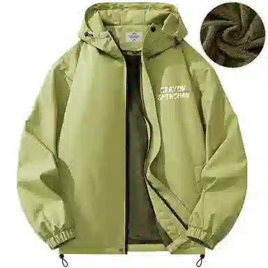 蜡笔小新 户外休闲奔跑线稿卡通人物字母印花保暖加厚休闲宽松可调节连帽羽绒服外套 男女同款