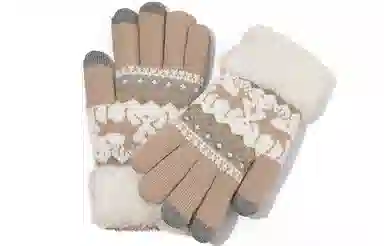 优幽兰 加绒加厚保暖骑行防风防寒可触屏针织户外运动设计感麋鹿分指 聚酯纤维 男女同款情侣款