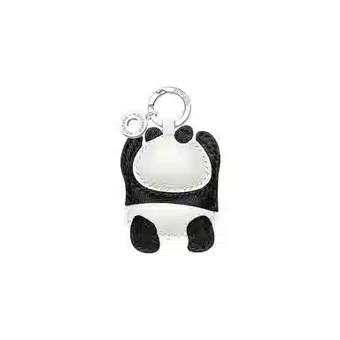 后鸟 抱抱大熊猫钥匙扣包包 手工小羊皮真皮 挂件 男女同款情侣款 黑色白色