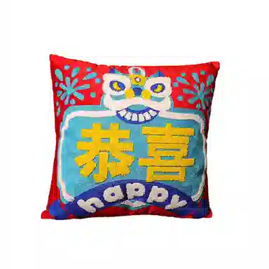 公主恋人 龙年暴富大吉绣花靠枕  抱枕 玩偶 毛绒公仔