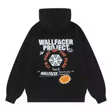 三体 面壁计划系列 复古经典休闲字母涂鸦印花宽松连帽透气防风长袖卫衣 男女同款