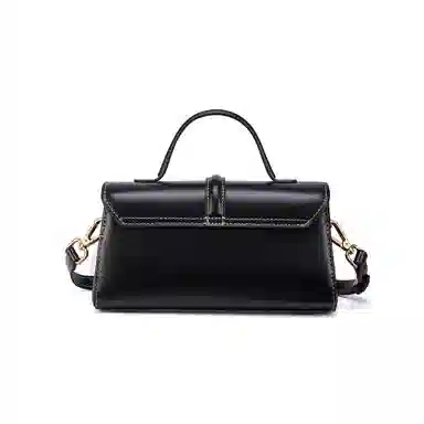 红蜻蜓 时尚秋冬百搭通勤 牛皮拼合成革 手提斜挎单肩包包 常规 女款 黑色