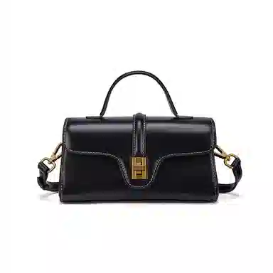 红蜻蜓 时尚秋冬百搭通勤 牛皮拼合成革 手提斜挎单肩包包 常规 女款 黑色